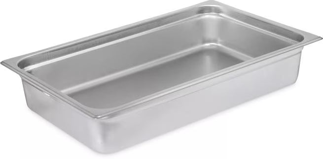 Prepare and serve food efficiently with the DuraPan Light Gauge Stainless Steel Steam Table Hotel Pan Full-Size 4 Inch Deep 607004. Features spoonable bottoms, freezer-to-oven versatility, and Coldmaster compatibility.