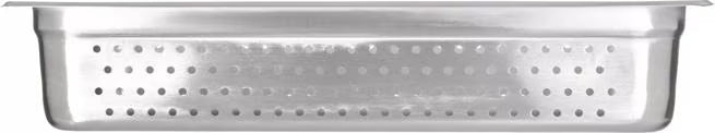 Steam and drain food efficiently with the DuraPan Light Gauge Stainless Steel Perforated Steam Table Hotel Pan Full-Size 4 Inch Deep 607004P. Features a perforated design, spoonable bottoms, freezer-to-oven versatility, and Coldmaster compatibility.