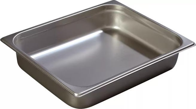 Prepare and serve food efficiently with the DuraPan Light Gauge Stainless Steel Steam Table Hotel Pan 1/2 Size 2.5 Inch Deep 607122. Features spoonable bottoms, freezer-to-oven versatility, and Coldmaster compatibility.