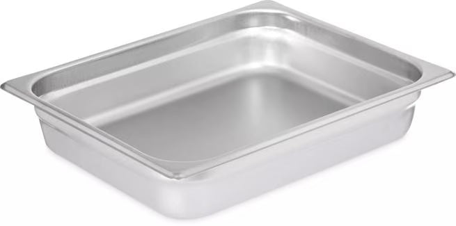 Prepare and serve food efficiently with the DuraPan Light Gauge Stainless Steel Steam Table Hotel Pan 1/2 Size 2.5 Inch Deep 607122. Features spoonable bottoms, freezer-to-oven versatility, and Coldmaster compatibility.