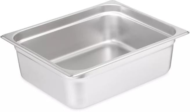Prepare and serve food efficiently with the DuraPan Light Gauge Stainless Steel Steam Table Hotel Pan 1/2 Size 4 Inch Deep 607124. Features spoonable bottoms, freezer-to-oven versatility, and Coldmaster compatibility.