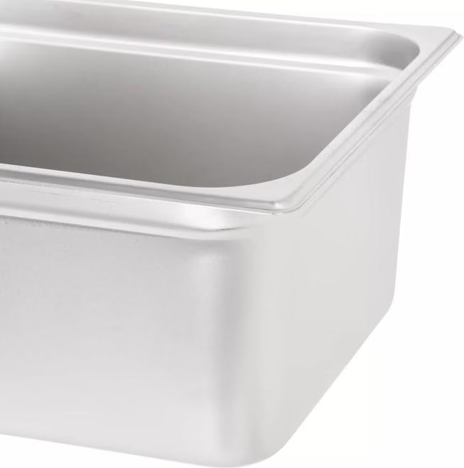 Prepare and serve food efficiently with the DuraPan Light Gauge Stainless Steel Steam Table Hotel Pan 1/2 Size 6 Inch Deep 607126. Features spoonable bottoms, freezer-to-oven versatility, and Coldmaster compatibility.