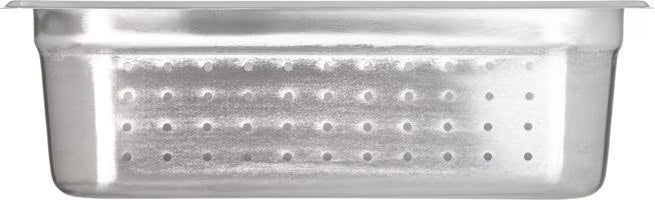 Steam and drain food efficiently with the DuraPan Light Gauge Stainless Steel Perforated Steam Table Hotel Pan 1/2 Size 4 Inch Deep 607124P. Features a perforated design, spoonable bottoms, freezer-to-oven versatility, and Coldmaster compatibility.