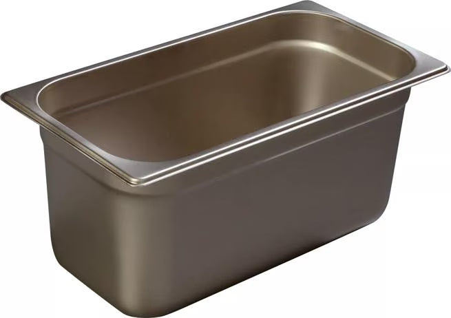 Prepare and serve food efficiently with the DuraPan Light Gauge Stainless Steel Steam Table Hotel Pan 1/3 Size 6 Inch Deep 607136. Features spoonable bottoms, freezer-to-oven versatility, and Coldmaster compatibility.