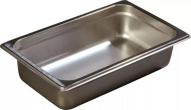 Prepare and serve food efficiently with the DuraPan Light Gauge Stainless Steel Steam Table Hotel Pan 1/4 Size 2.5 Inch Deep 607142. Features spoonable bottoms, freezer-to-oven versatility, and Coldmaster compatibility.