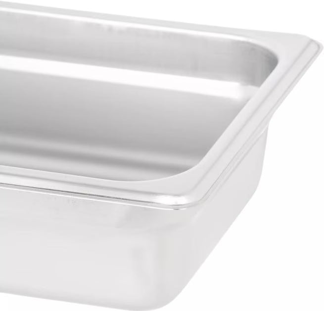 Prepare and serve food efficiently with the DuraPan Light Gauge Stainless Steel Steam Table Hotel Pan 1/4 Size 2.5 Inch Deep 607142. Features spoonable bottoms, freezer-to-oven versatility, and Coldmaster compatibility.