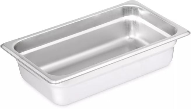 Prepare and serve food efficiently with the DuraPan Light Gauge Stainless Steel Steam Table Hotel Pan 1/4 Size 2.5 Inch Deep 607142. Features spoonable bottoms, freezer-to-oven versatility, and Coldmaster compatibility.