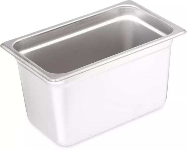 Prepare and serve food efficiently with the DuraPan Light Gauge Stainless Steel Steam Table Hotel Pan 1/4 Size 6 Inch Deep 607146. Features spoonable bottoms, freezer-to-oven versatility, and Coldmaster compatibility.