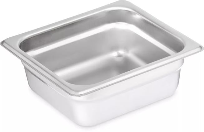 Prepare and serve food efficiently with the DuraPan Light Gauge Stainless Steel Steam Table Hotel Pan 1/6 Size 2.5 Inch Deep 607162. Features spoonable bottoms, freezer-to-oven versatility, and Coldmaster compatibility.