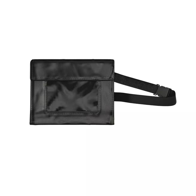 6 Inch Black WipesPlus Table/Food Sanitizing Pack Holder with adjustable belt. Designed for WipesPlus Table Wipes and No-Rinse Food Contact Multi-Surface Wipes refill packs. Compatible with models 37505 and 37608.