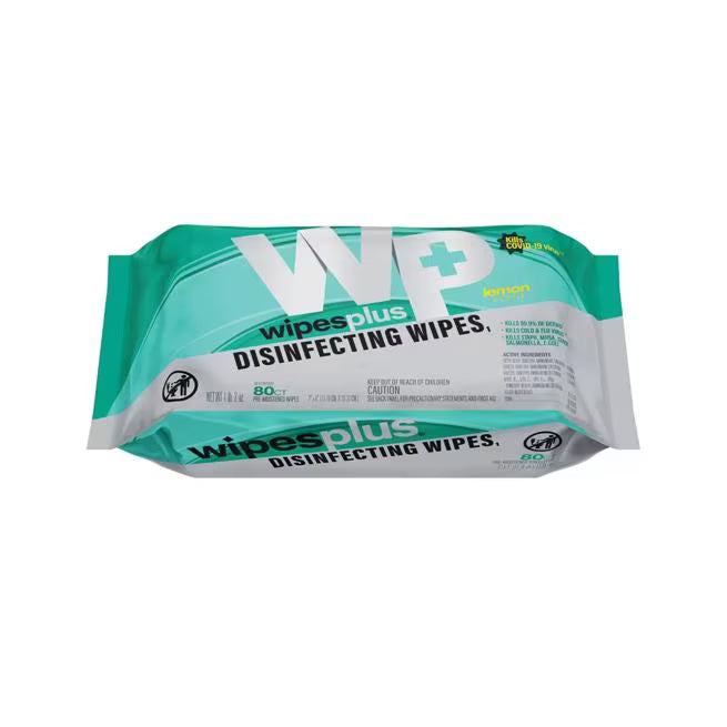 WipesPlus 80 Count Disinfecting Surface Wipes Refill Pack cleans, sanitizes and disinfects in one step. Kills 99.9% of germs including the COVID-19 virus and the Cold & Flu virus. Bleach free, fast drying and ideal for commercial refill dispensers.