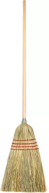 55 Inch Tan Flo-Pac Corn Parlor Broom with 80% rattan and 20% corn fiber bristles. High bristle fill count delivers durable sweeping performance and long lasting value for commercial cleaning.