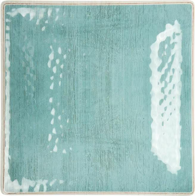 8.5 Inch Aqua Grove Melamine Square Salad Plate with stain and chip resistant construction. Dishwasher safe and ideal for commercial or home dining.