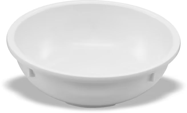 14 oz White Melamine Nappie Bowl with break resistant, stain resistant construction. Dishwasher safe for restaurants, cafeterias, catering, and home use.