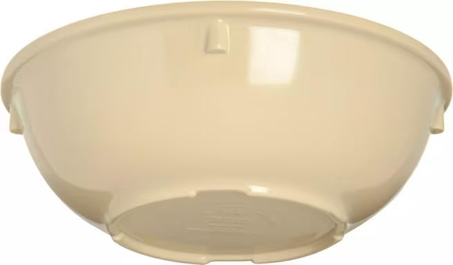 14 oz Tan Melamine Nappie Bowl with break resistant, stain resistant construction. Ideal for restaurants, cafeterias, catering, and home dining.