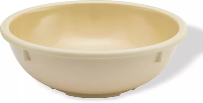 14 oz Tan Melamine Nappie Bowl with break resistant, stain resistant construction. Ideal for restaurants, cafeterias, catering, and home dining.