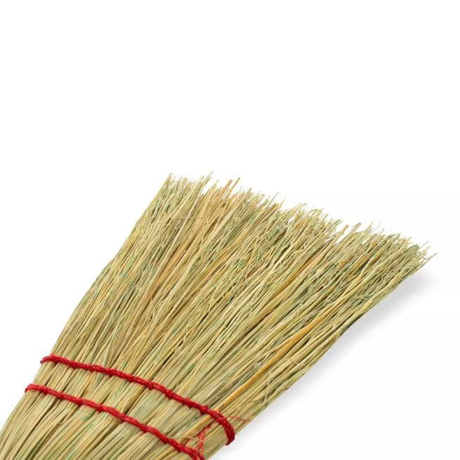 13 Inch Tan Corn Whisk with high bristle fill count for extended use. Made with 80% rattan and 20% corn fiber bristles with a built in hanging loop for commercial and household cleaning.
