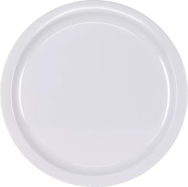10" White Melamine Dinner Plate with break resistant, stain resistant construction. Ideal for restaurants, cafeterias, catering, and home dining.