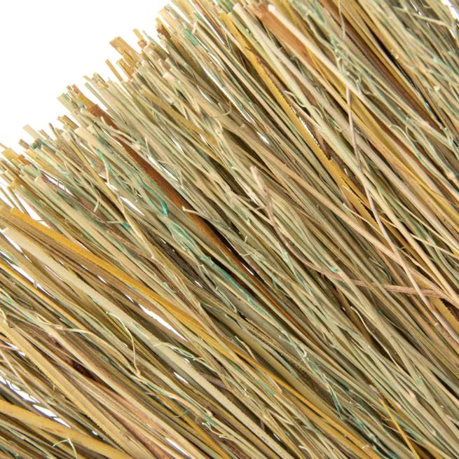 13 Inch Tan Corn Whisk with high bristle fill count for extended use. Made with 80% rattan and 20% corn fiber bristles with a built in hanging loop for commercial and household cleaning.
