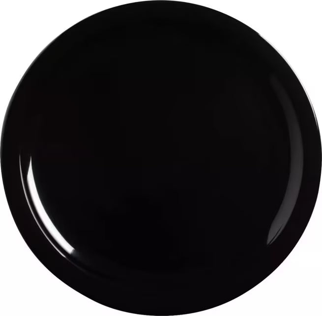 10" Black Melamine Dinner Plate with break resistant, stain resistant construction. Ideal for restaurants, cafeterias, catering, and home dining.