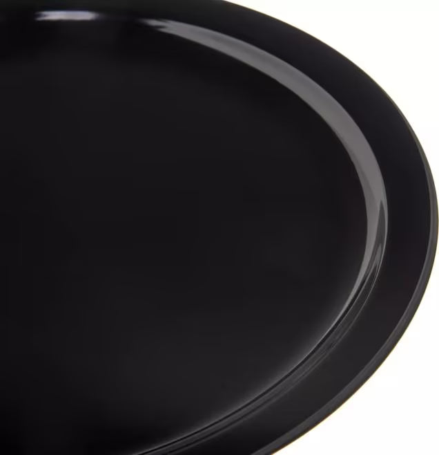 10" Black Melamine Dinner Plate with break resistant, stain resistant construction. Ideal for restaurants, cafeterias, catering, and home dining.
