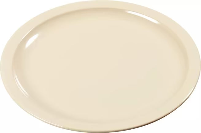 10" Tan Melamine Dinner Plate with break resistant, stain resistant construction. Ideal for restaurants, cafeterias, catering, and home dining.