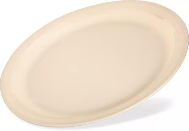 10" Tan Melamine Dinner Plate with break resistant, stain resistant construction. Ideal for restaurants, cafeterias, catering, and home dining.