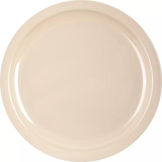 10" Tan Melamine Dinner Plate with break resistant, stain resistant construction. Ideal for restaurants, cafeterias, catering, and home dining.