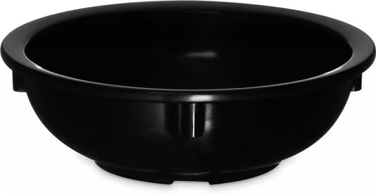 10 oz Black Melamine Nappie Bowl with break resistant, stain resistant construction. Ideal for restaurants, cafeterias, catering, and home dining.