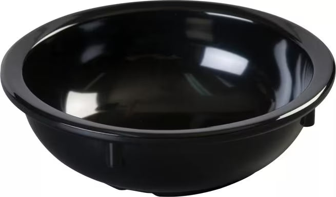 10 oz Black Melamine Nappie Bowl with break resistant, stain resistant construction. Ideal for restaurants, cafeterias, catering, and home dining.