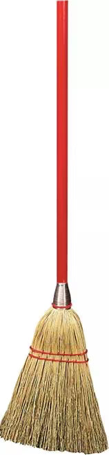 34 Inch Red Corn Lobby Broom 3 Pack made from a 100% natural corn blend with durable rattan and corn fiber bristles. Ideal for sweeping hard floors in commercial and residential environments.