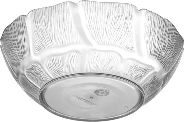 6 Inch Clear Polycarbonate Petal Mist Bowl with break resistant construction and elegant design. Ideal for buffets, catering, food bars, restaurants, and home entertaining.