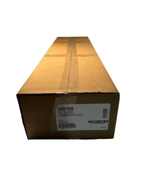 34 Inch Red Corn Lobby Broom 3 Pack made from a 100% natural corn blend with durable rattan and corn fiber bristles. Ideal for sweeping hard floors in commercial and residential environments.