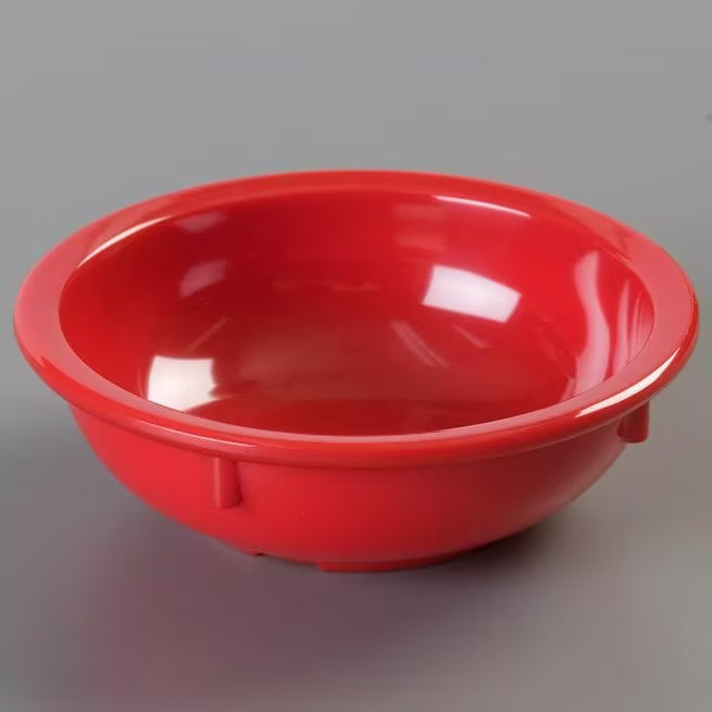 10 oz Red Melamine Nappie Bowl with break resistant, stain resistant construction. Ideal for restaurants, cafeterias, catering, and home dining.