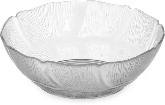 6 Inch Clear Polycarbonate Petal Mist Bowl with break resistant construction and elegant design. Ideal for buffets, catering, food bars, restaurants, and home entertaining.