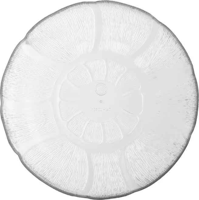 8 Inch Clear Polycarbonate Petal Mist Soup Salad Plate with 24 oz capacity and break resistant construction. Ideal for buffets, catering, restaurants, food bars, and home entertaining.