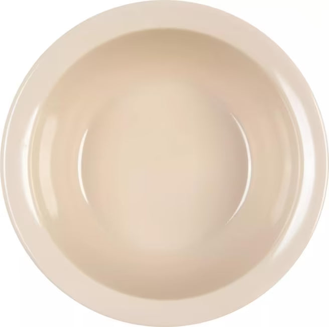 12.5 oz Tan Melamine Rimmed Nappie Bowl with break resistant, stain resistant construction. Ideal for restaurants, cafeterias, catering, and home dining.
