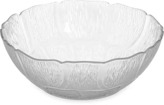 7-7/16 Inch Clear Polycarbonate Petal Mist Bowl with 1.3 qt capacity and break resistant construction. Ideal for buffets, catering, restaurants, food bars, and home entertaining.