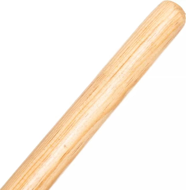 56 Inch Tan 5-Stitch Janitor Broom with 100% natural corn bristles, a heavy duty lacquered wood handle and a high bristle fill count for durable commercial sweeping performance.