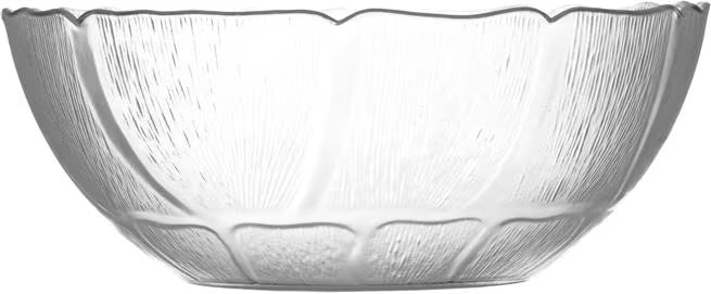 9 Inch Clear Polycarbonate Petal Mist Bowl with 2.4 qt capacity and break resistant construction. Ideal for buffets, catering, restaurants, food bars, and home entertaining.