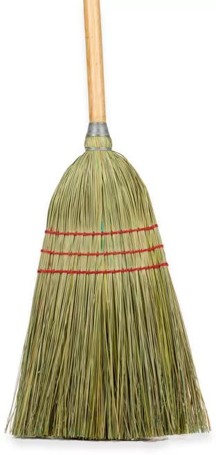 55 Inch Corn Housekeeping Broom with durable natural corn bristles for effective sweeping of dust and debris. Ideal for commercial, hospitality and residential cleaning applications.