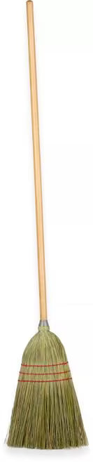 55 Inch Corn Housekeeping Broom with durable natural corn bristles for effective sweeping of dust and debris. Ideal for commercial, hospitality and residential cleaning applications.