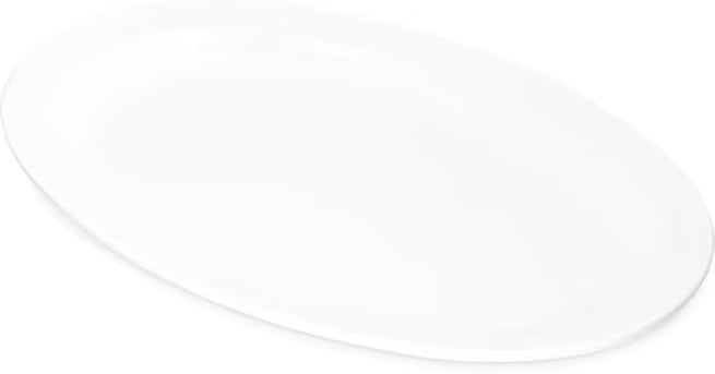 13.5" x 9.75" White Melamine Oval Platter Tray with break resistant, stain resistant construction. Dishwasher safe for restaurants, catering, and home dining.