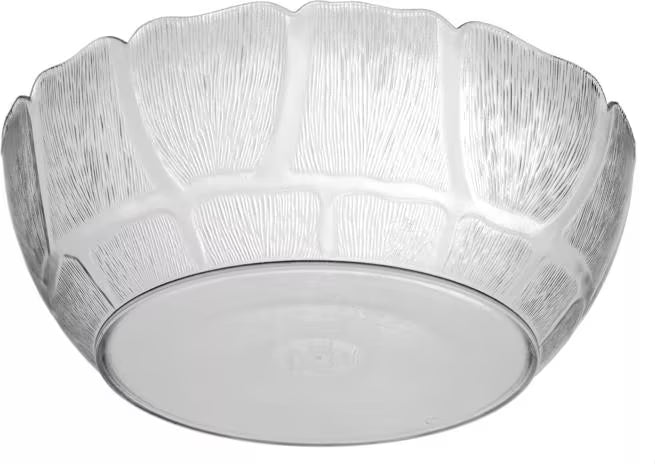 12 Inch Clear Polycarbonate Petal Mist Bowl with 5.7 qt capacity and break resistant construction. Ideal for buffets, catering, restaurants, food bars, and home entertaining.