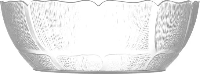 12 Inch Clear Polycarbonate Petal Mist Bowl with 5.7 qt capacity and break resistant construction. Ideal for buffets, catering, restaurants, food bars, and home entertaining.