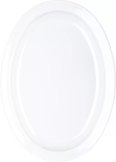 13.5" x 9.75" White Melamine Oval Platter Tray with break resistant, stain resistant construction. Dishwasher safe for restaurants, catering, and home dining.