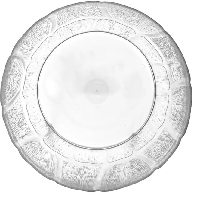 12 Inch Clear Polycarbonate Petal Mist Bowl with 5.7 qt capacity and break resistant construction. Ideal for buffets, catering, restaurants, food bars, and home entertaining.