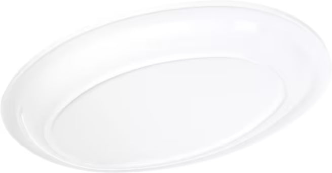 13.5" x 9.75" White Melamine Oval Platter Tray with break resistant, stain resistant construction. Dishwasher safe for restaurants, catering, and home dining.
