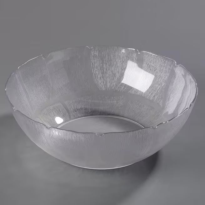 18 Inch Clear Polycarbonate Petal Mist Bowl with 17.2 qt capacity and break resistant construction. Ideal for buffets, catering, restaurants, banquet displays, and home entertaining.