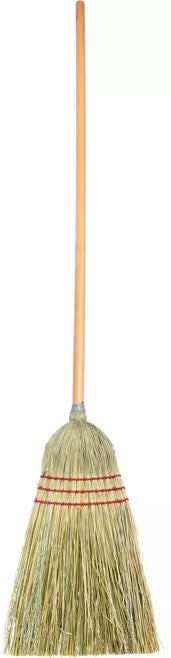 55 Inch Natural Housekeeping Broom with 80% rattan and 20% corn fiber bristles. Features a high bristle fill count for durable commercial sweeping and everyday cleaning.
